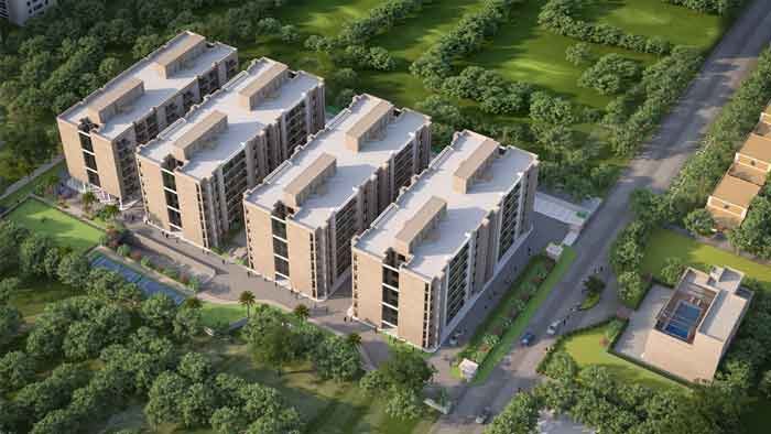 Aerial view of the Evara Shades gated community, Ayodhya Road Lucknow